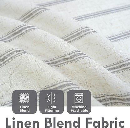 DriftAway Farmhouse Vertical Striped Linen Blend Textured Light Filtering Semi - Image 2