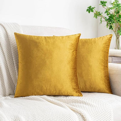 HWY 50 Dark Gold Velvet Throw Pillow Covers 18x18 Inch by HWY50