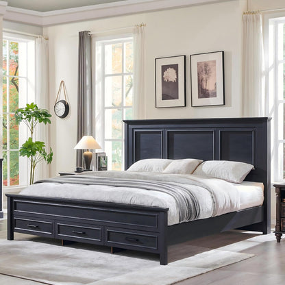 jxqtlingmu farmhouse queen wood bed frame with 52", main product view