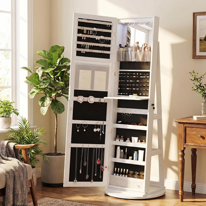 olixis 360° swivel jewelry cabinet with light, lockable, view 9