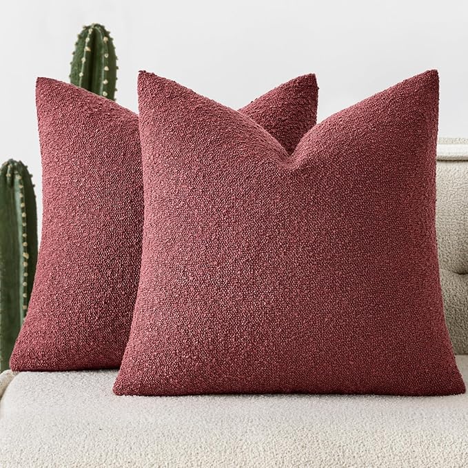Woaboy Pack of 2 20x20 Inch Decorative Boucle Throw Pillow Covers Textured by Woaboy