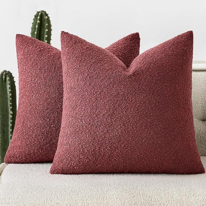 Woaboy Pack of 2 18x18 Inch Decorative Boucle Throw Pillow Covers Textured by Woaboy