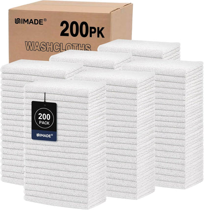 unimade washcloths bulk 200 pack face towels, highly shown in use