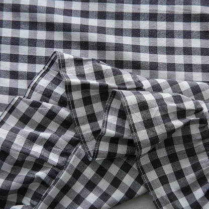 Black/White Plaid Ruffle Pillow Shams King Size Set of 2, Checkered Washed - Image 6
