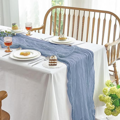 IVAPUPU 1 Pcs Cheesecloth Table Runner - 10ft Dusty Blue Boho Gauze Cheese by IVAPUPU