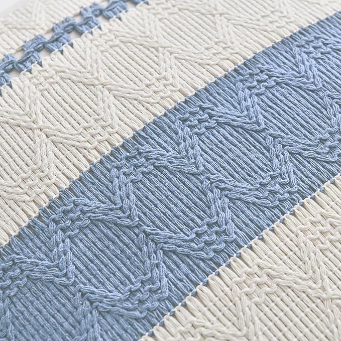 Fancy Homi Set of 2 Boho Light Blue Decorative Throw Pillow Cover 16x16 Inch - Image 4