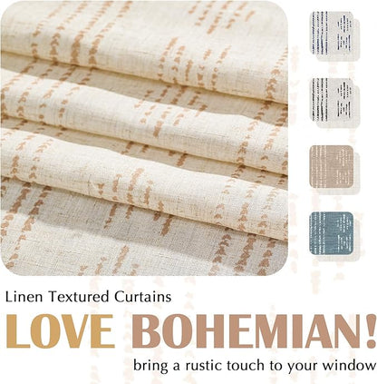 jinchan Boho Kitchen Linen Tier Curtains 30 Inch Bohemian Cafe Curtains - Image 4