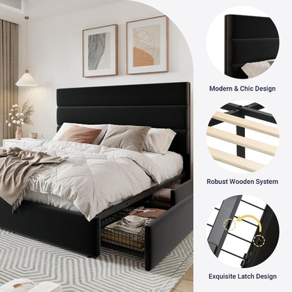 allewie modern queen size platform bed frame with, package contents
