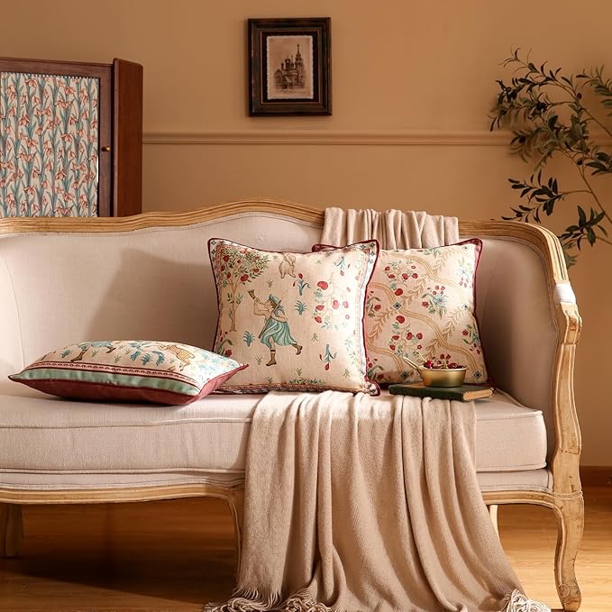 patdrea Designer Pack of 2 Square Throw Pillow Covers, Farmhouse Vintage Linen - Image 3