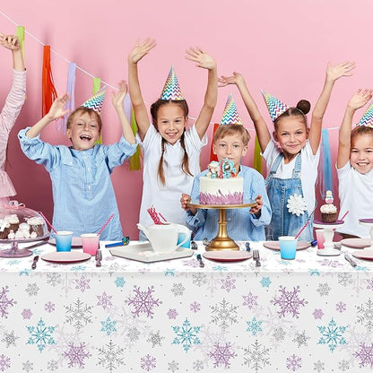 3 Pieces Christmas Snowflake Party Tablecloth Decorations, Plastic Purple and - Image 8