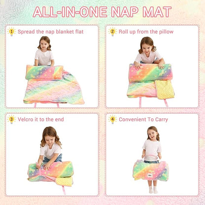Toddler Nap Mat with Pillow and Blanket, Extra Large Rolled Napping Mats - Image 9