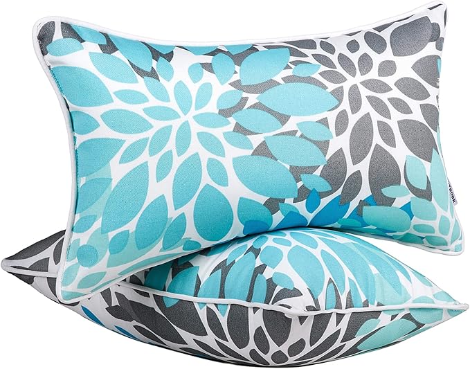 JMGBird Outdoor Lumbar Pillows Waterproof Set of 2 Outdoor Pillows by JMGBird