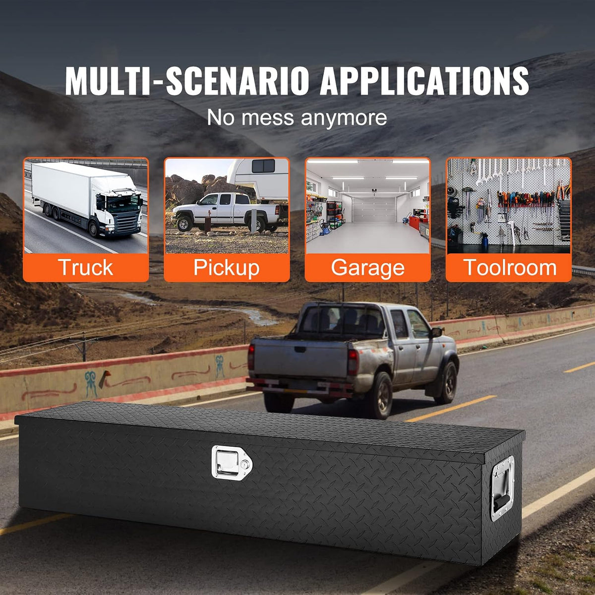 vevor heavy duty aluminum truck bed tool box, package contents