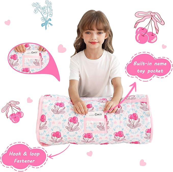 Toddler Nap Mat with Pillow and Blanket, Extra Large Rolled Napping Mats - Image 3
