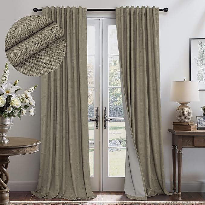 Pitalk 108 Inch Curtains 2 Panel Set Burg Modern Earthy Earth Tone Decorative by Pitalk