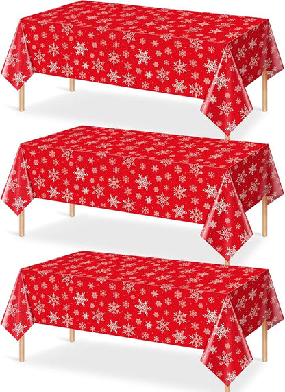 Jectivs 3 Pieces Christmas Snowflake Plastic Party Tablecloth Decorations by JectivsPartyDecorations