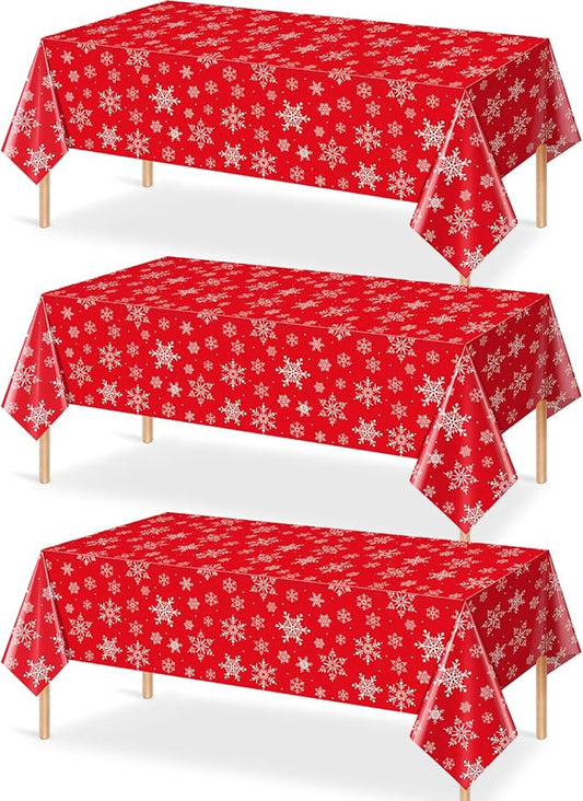 Jectivs 3 Pieces Christmas Snowflake Plastic Party Tablecloth Decorations by JectivsPartyDecorations