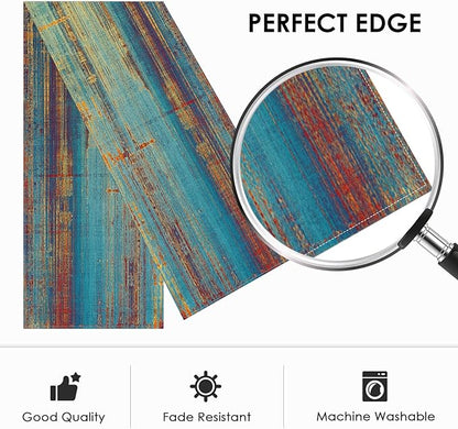 Emvency Blue and Orange Table Runner, Vintage Abstract Messy Rust Painting - Image 2