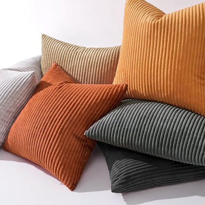 MIULEE Pack of 2 Burnt Orange Pillow Covers 18x18 Inch Soft Boho Striped - Image 6