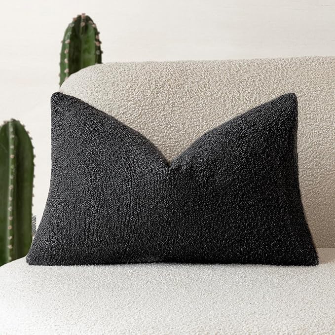 Foindtower Decorative Textured Boucle Throw Pillow Covers Accent Solid Lumbar by Foindtower