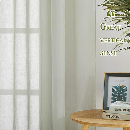 NICETOWN Linen Sheer sage green Curtains 84 inch Length - Image 3