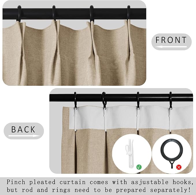 Macochico Pinch Pleated Full Blackout Curtains - Image 4