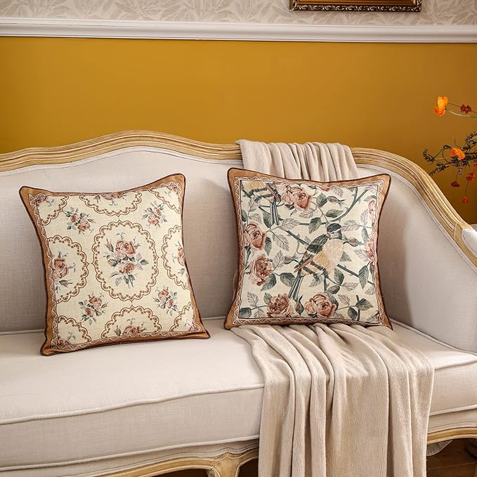 patdrea Designer Vintage Floral Throw Pillow Covers - Image 2