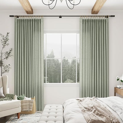 Sage Green Pinch Pleated Semi Sheer Curtains 108 Inches long - Image 7