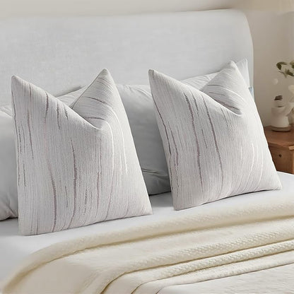 HAUSSY Crey Throw Pillow Covers 26x26 Inch Set of 2, Boho Embossed Striped - Image 6