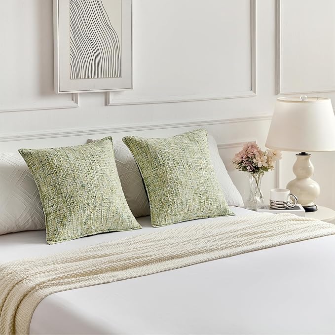 FUTEI Light Green Decorative Throw Pillow Covers 24x24 Inch Set of 2, Soft - Image 5
