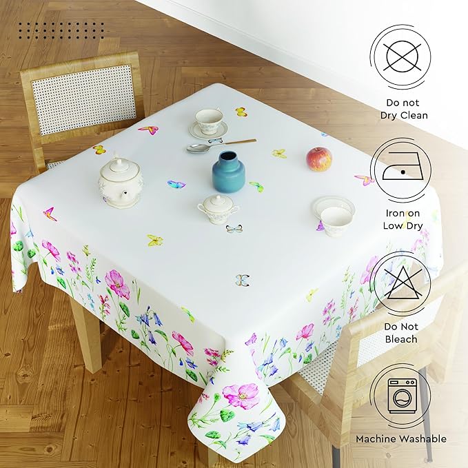 Encasa XO Square 56"x56" Tablecloth | Water-Repellent Polyester Dining Table - Image 5