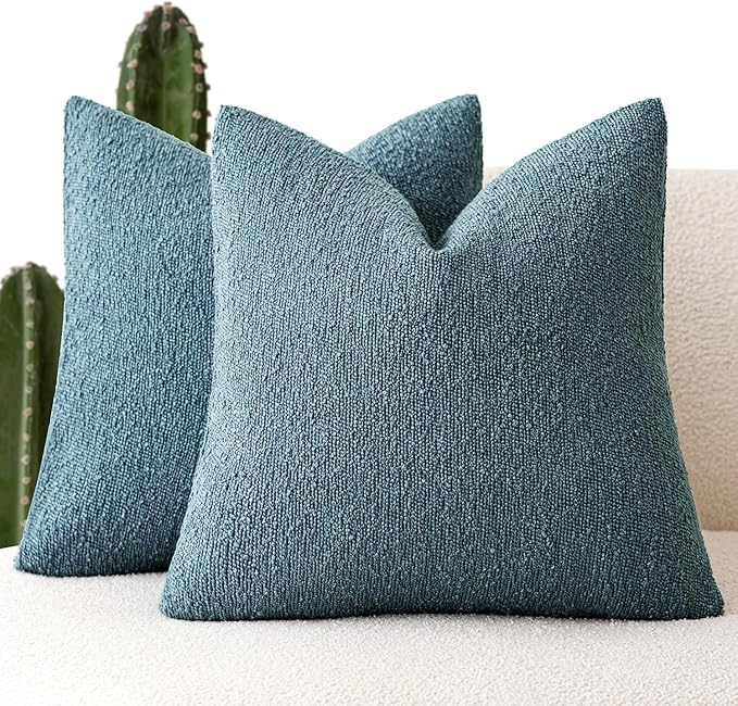 Foindtower Pack of 2 Textured Boucle Throw Pillow Covers Accent Solid Pillow by Foindtower
