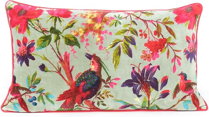 Eyes of India Colorful Velvet Floral Flower Bird Throw Sofa Cushion Couch by EyesofIndia