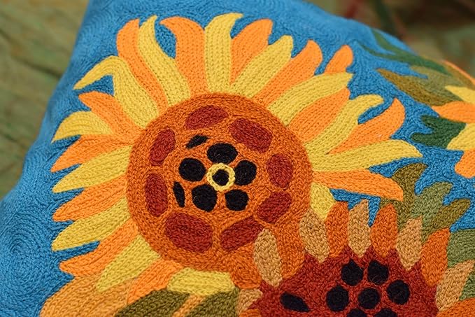 Turquoise Van Gogh Sunflower Pillow Cover Teal Floral Sofa Pillowcase Flower - Image 9