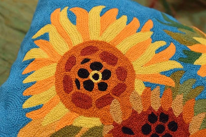 Turquoise Van Gogh Sunflower Pillow Cover Teal Floral Sofa Pillowcase Flower - Image 9