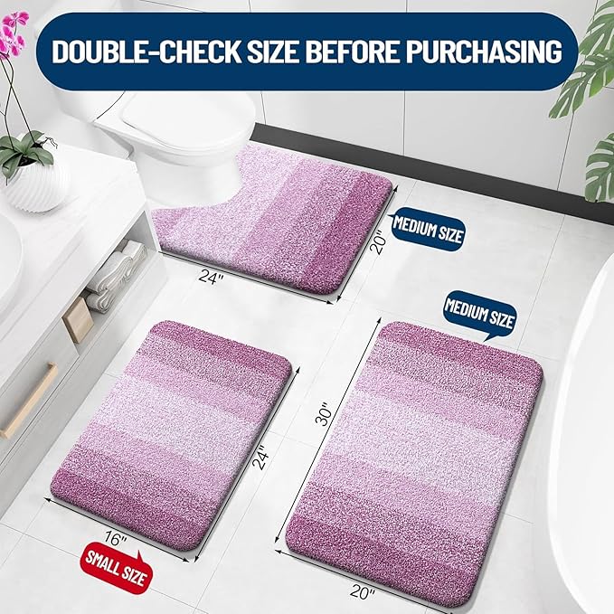 OLANLY Luxury Toilet Rugs U-Shaped 24x20, Extra Soft and Absorbent Microfiber - Image 2