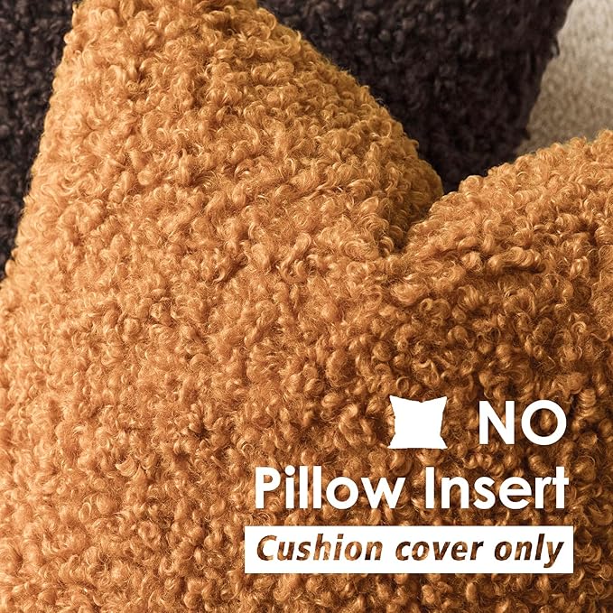 Foindtower 2 Pieces 24x24 Inch Orange, Faux Fur Throw Pillow Cover Accent - Image 3