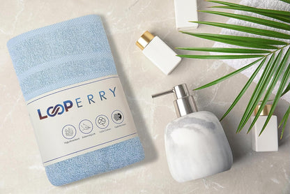 looperry 6 pack small bath towel set shown in use