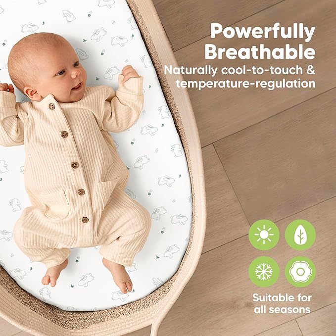 2-Pack Baby Bassinet Sheets Girl, Boy - Image 4