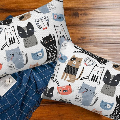 Throw Pillow Cover Case Funny Cats Pillow Covers 20x12 Inch Set of 2, Soft - Image 7