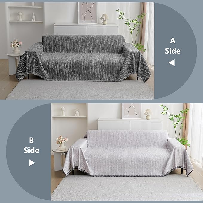 MYSKY HOME Couch Covers for Sofa, Dog Couch Cover Protector, Dark Grey Lines - Image 6