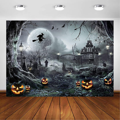 Avezano 10x7ft Gray Halloween Backdrop Spooky Photography Background