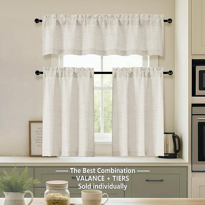 OVZME Cafe Curtains 45 Inch Length 2 Panels, Thick Textured Kitchen Door - Image 2