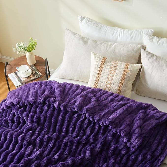 NEWCOSPLAY Super Soft King Blanket Purple Premium Silky Flannel Fleece 3D - Image 9