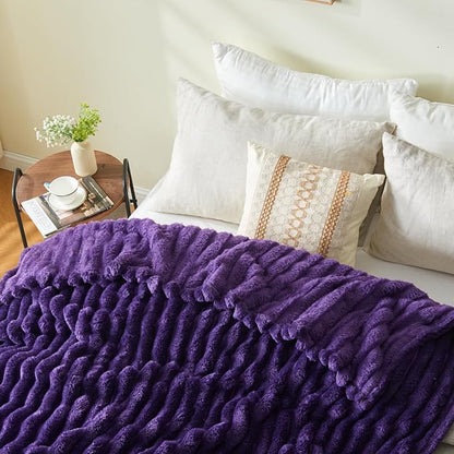NEWCOSPLAY Super Soft King Blanket Purple Premium Silky Flannel Fleece 3D - Image 9