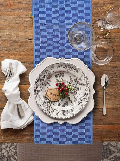 AAYU Denim Table Runners Fringed Tape Weaved, Hand Frayed Tape Weaved, 17-18 - Image 4