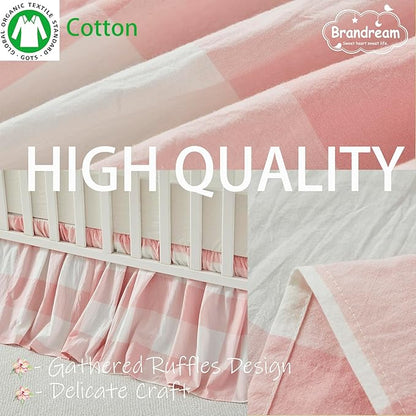 Brandream Gingham Gathered Crib Skirt, Baby Boy, Baby Girl, Gender Neutral Crib - Image 3