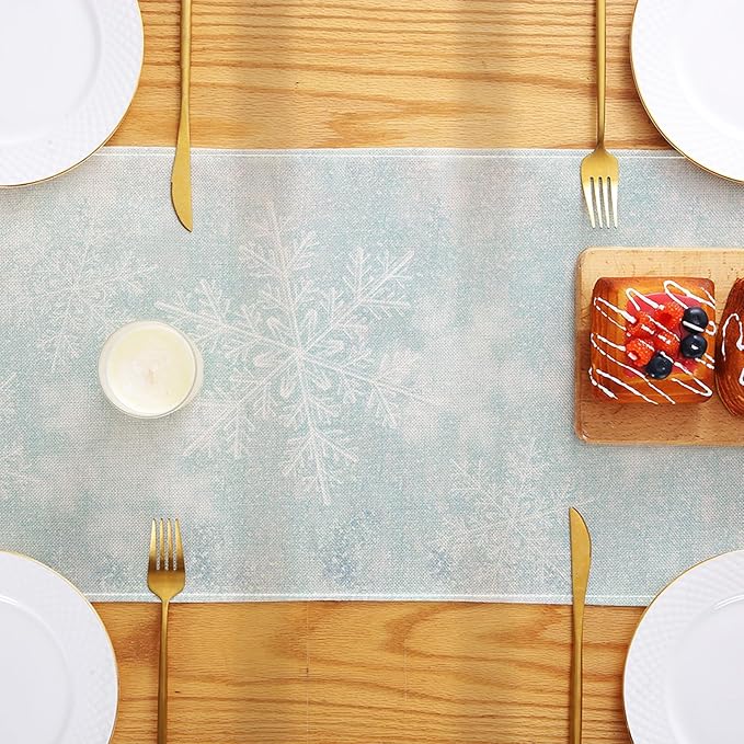 Winter Deer Trees Table Runner 13x72 Inch Snow Treehouse Winter Kitchen Dinning - Image 5