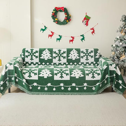 MEETSKY Christmas Green Couch Cover by MEETSKY