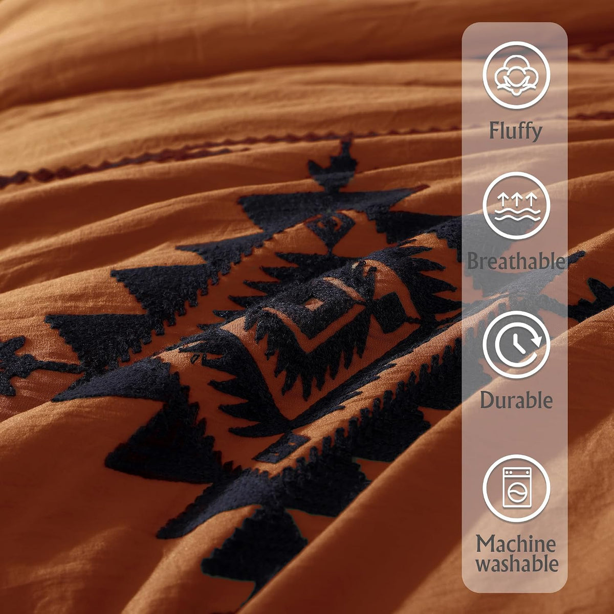 mairêve embroidery queen comforter set 7 pieces burnt on a desk or shelf